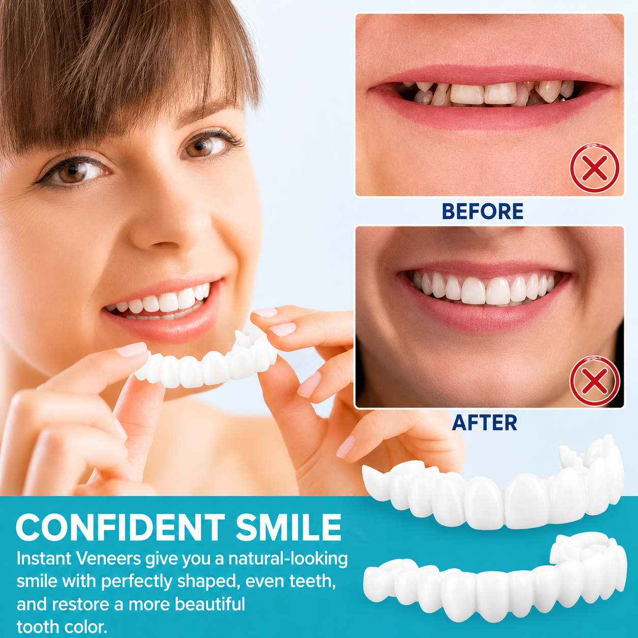 Prothese | Zahnprothese zum Aufstecken | Einstellbare Passform | SnapSmile