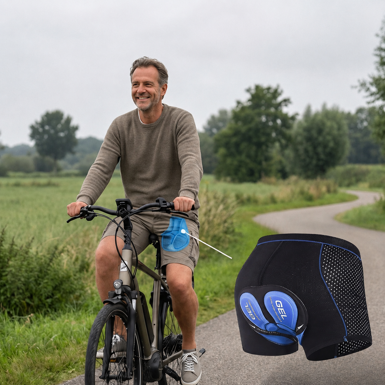 Radlerhose Damen Herren mit Gelpolster | Atmungsaktiv & Elastisch | Anti-Druck Polsterung | GelPace