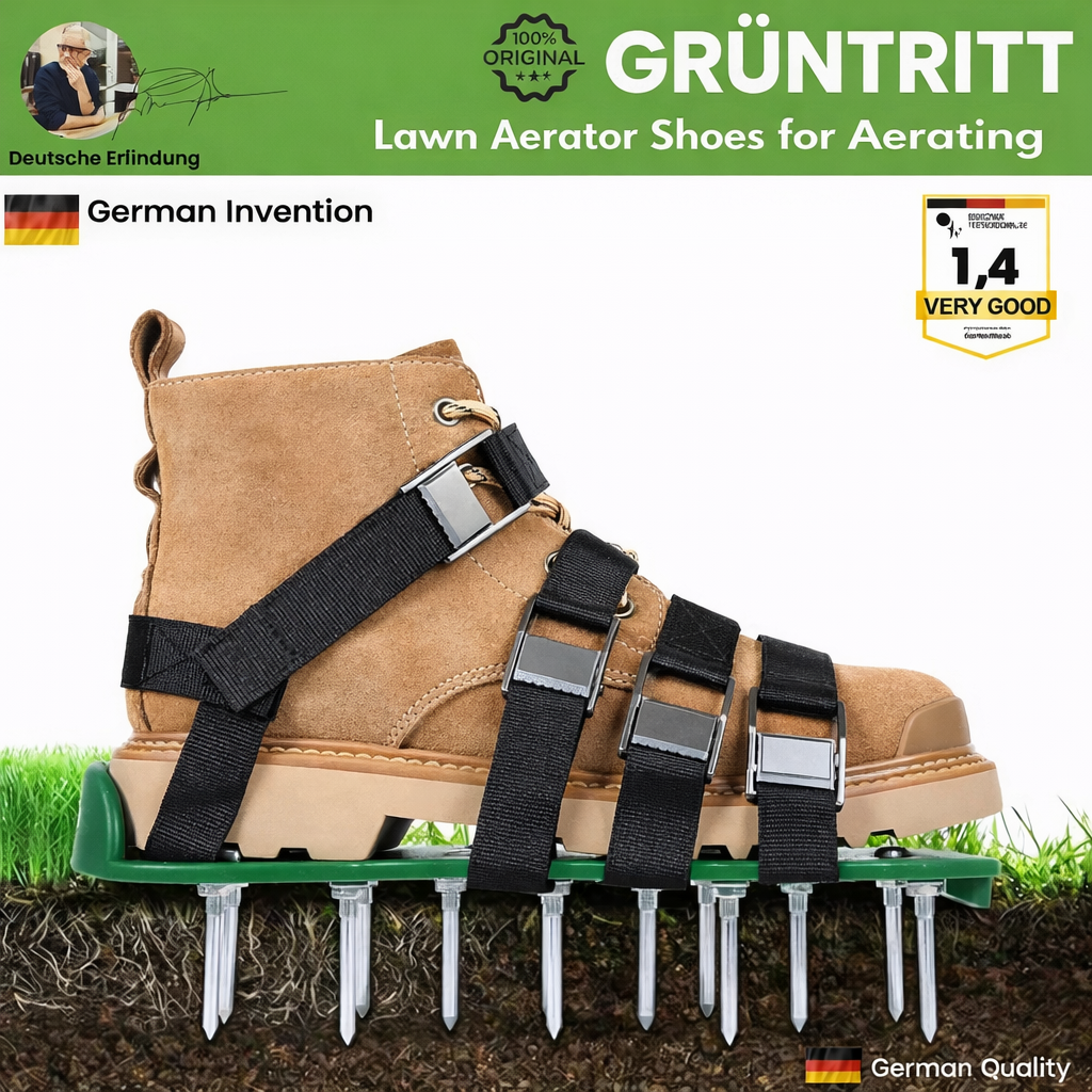 Rasenlüfter Schuhe | Rasen belüften beim Gehen | Spike Gurtsystem | Grüntritt