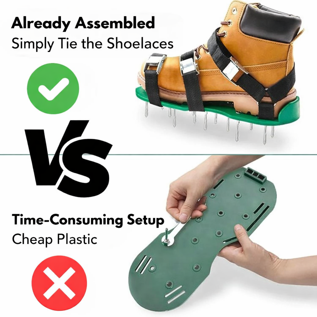 Rasenlüfter Schuhe | Rasen belüften beim Gehen | Spike Gurtsystem | Grüntritt