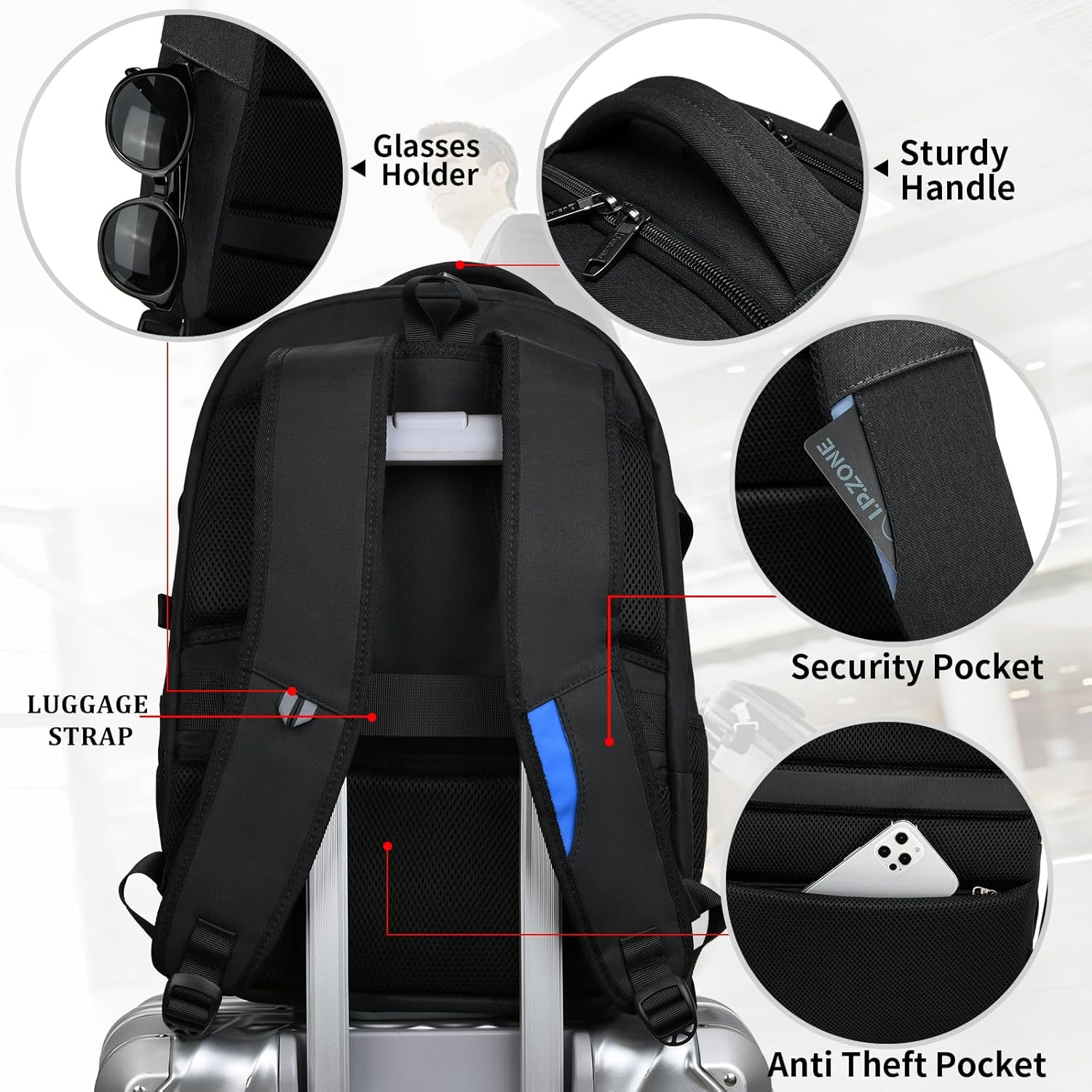 Reise-Laptoprucksack wasserdicht | Diebstahlsicher | Wasserdicht Reise | PackSmart