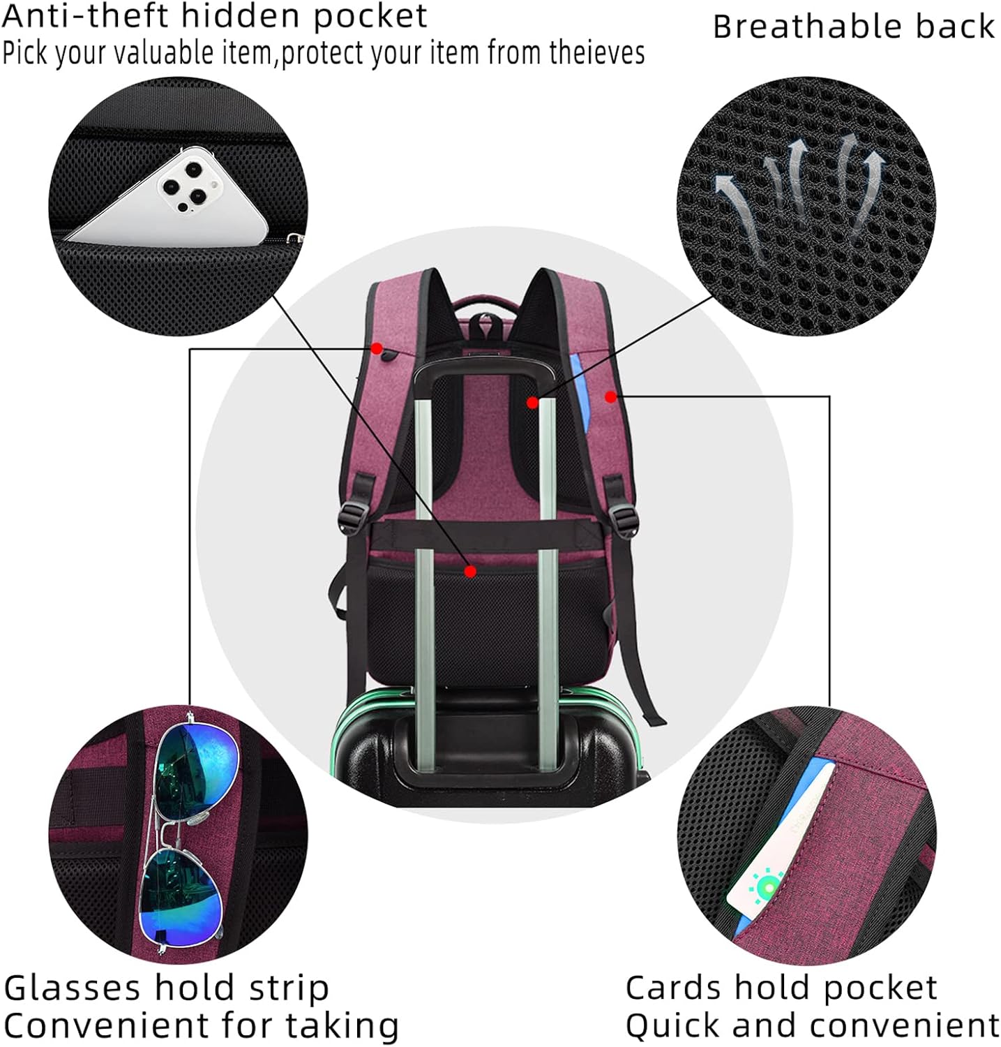 Reise-Laptoprucksack wasserdicht | Diebstahlsicher | Wasserdicht Reise | PackSmart