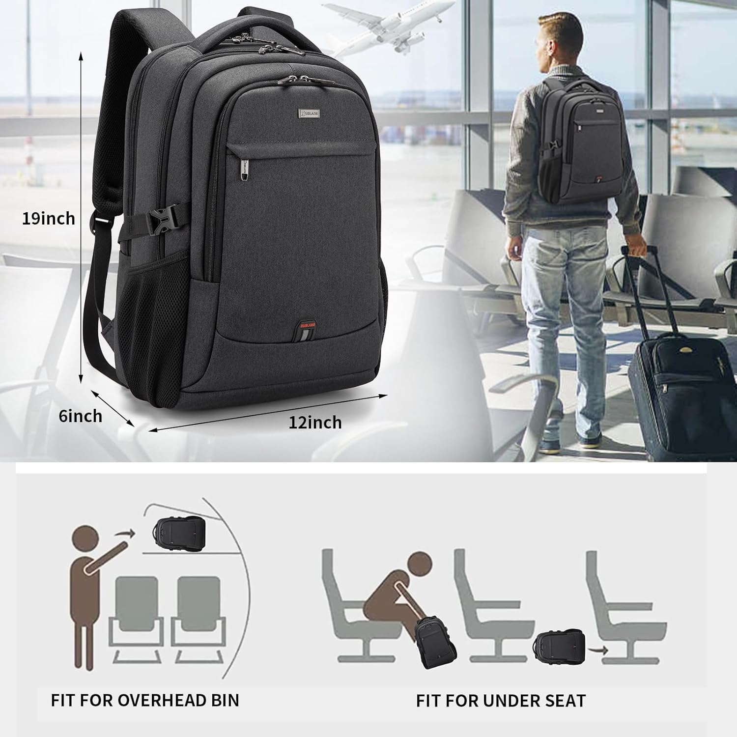 Reise-Laptoprucksack wasserdicht | Diebstahlsicher | Wasserdicht Reise | PackSmart