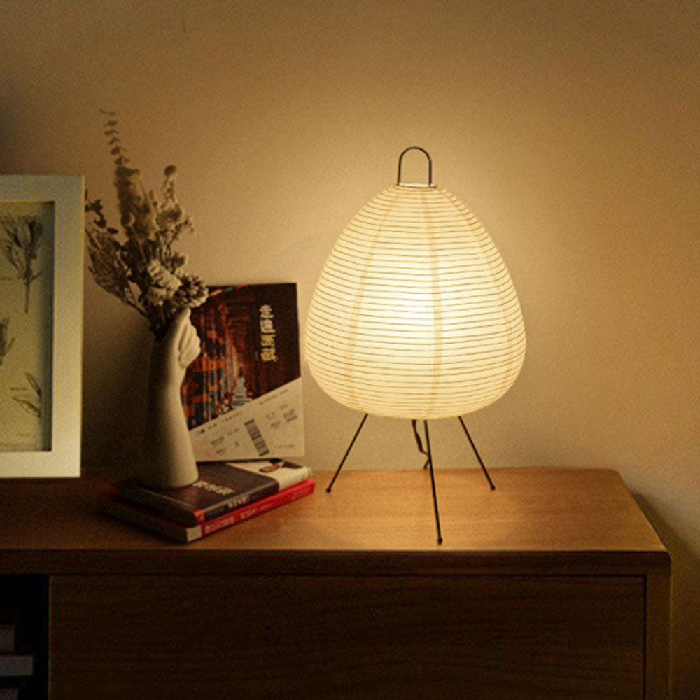 Reispapierlampe | Japanische Tischlampe | Sanftes Wabi Sabi Licht | HikariGlow
