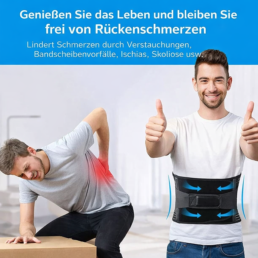 Rückenstützgurt | Speicher-Aluminium- und Stahl-Trägersystem | Verstellbarer Lendenwirbelstützgurt | OrthoFlexa