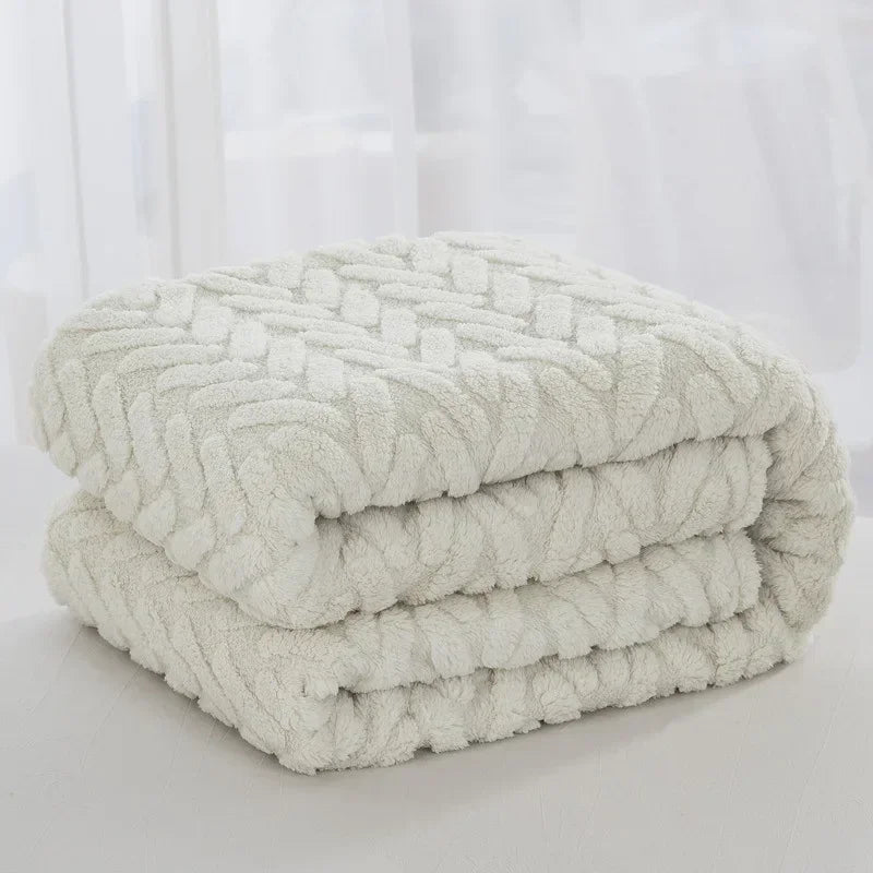 Jacquard-Fleecedecke Baumwollfleece 150 x 200 cm | Beige, Blau, Marineblau, Kaffee | Beidseitig weich für Herbst & Winter 6