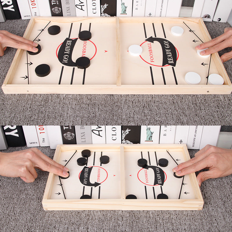 Tischfußball & Shuffleboard Spielset aus Holz | 2-in-1 Spielkombination für 2 Spieler | Kompakt & Tragbar für Zuhause & Unterwegs 5