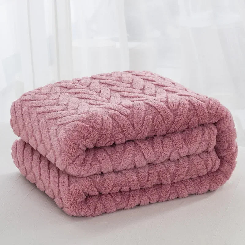 Jacquard-Fleecedecke Baumwollfleece 150 x 200 cm | Beige, Blau, Marineblau, Kaffee | Beidseitig weich für Herbst & Winter 1