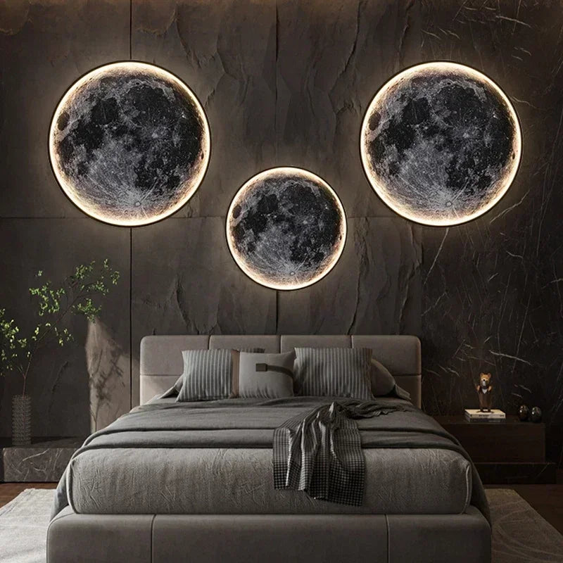 LED-Wandleuchte Mondform 24-80 cm | Realistisches Mondoberflächenmuster | Warmweiss, Kaltweiss, Neutralweiss für Zuhause 2