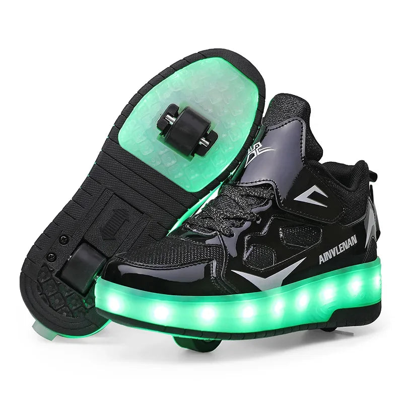 Chaussures à roulettes LED pour enfants | Roulettes escamotables | Semelle lumineuse | RollBeam
