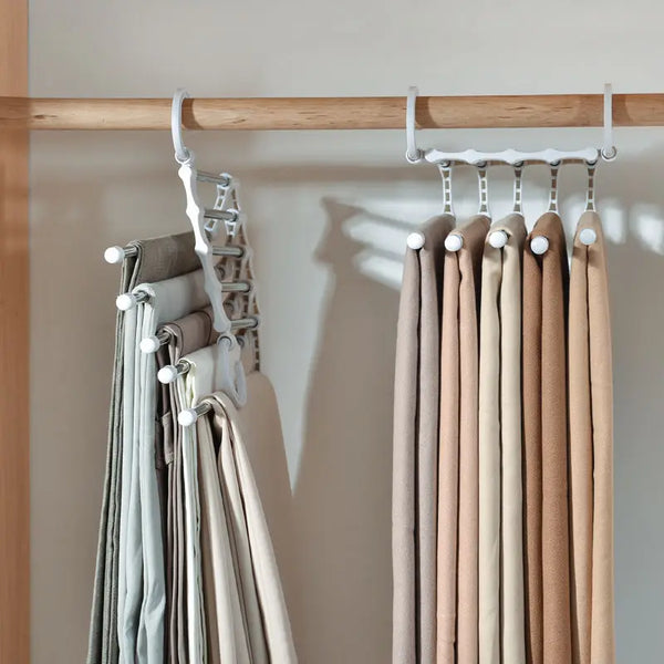 5-in-1 Hosenbügel Organizer aus Edelstahl | Faltbar für 5 Hosen | Platzsparende, knitterfreie Aufbewahrung im Kleiderschrank 12
