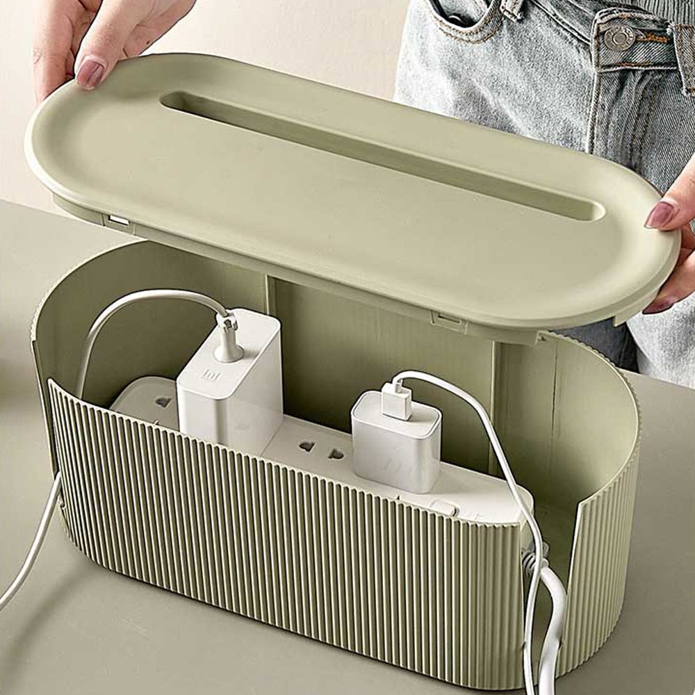Kabelbox Kunststoff 2er Set | Fächer für Kabel, Ladegeräte & Netzteile | Für strukturierte Ordnung in Haus und Büro 1