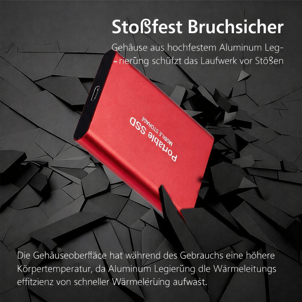 SSD Extern 128GB | USB 3.1 & USB-C | Ultrakompakt | Stoßfestes Design | DataVault