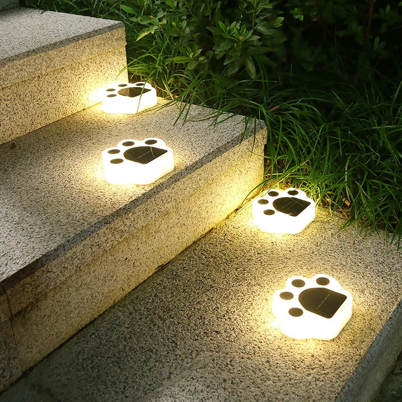 Solar LED Pfotenleuchten für Garten und Weg | 9 Std. Leuchtdauer | Hundepfoten-Motiv | Trailpaws