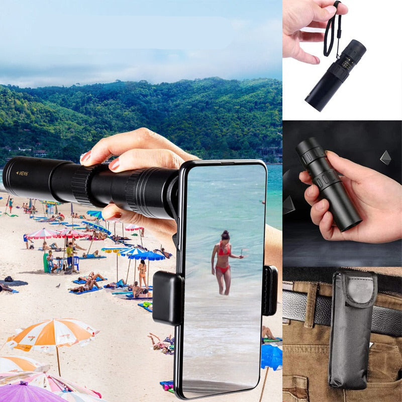 Zoom-Monokular 10-300x | FMC-Vergütung, BAK-4 Prisma | Mit Smartphone-Halter und Stativ für Wandern und Camping 4