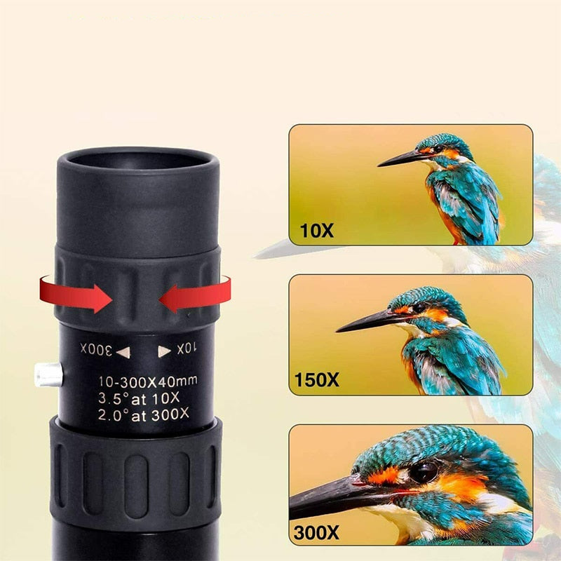 Zoom-Monokular 10-300x | FMC-Vergütung, BAK-4 Prisma | Mit Smartphone-Halter und Stativ für Wandern und Camping 3