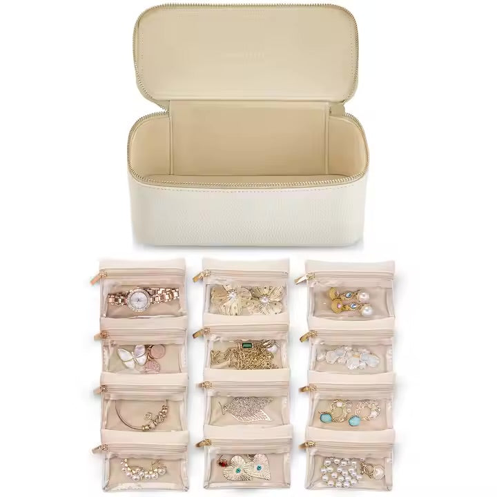 Schmuck-Reisebox | Abnehmbarer Samtbeutel | Sichtfenster | TravelGlam