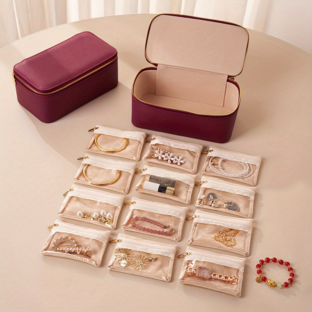 Schmuck-Reisebox | Abnehmbarer Samtbeutel | Sichtfenster | TravelGlam