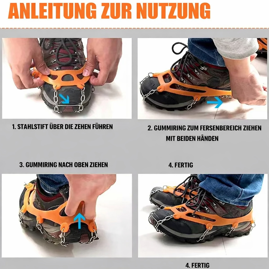 Schuh Kette | Rutschfeste Edelstahlspikes | GripTrail