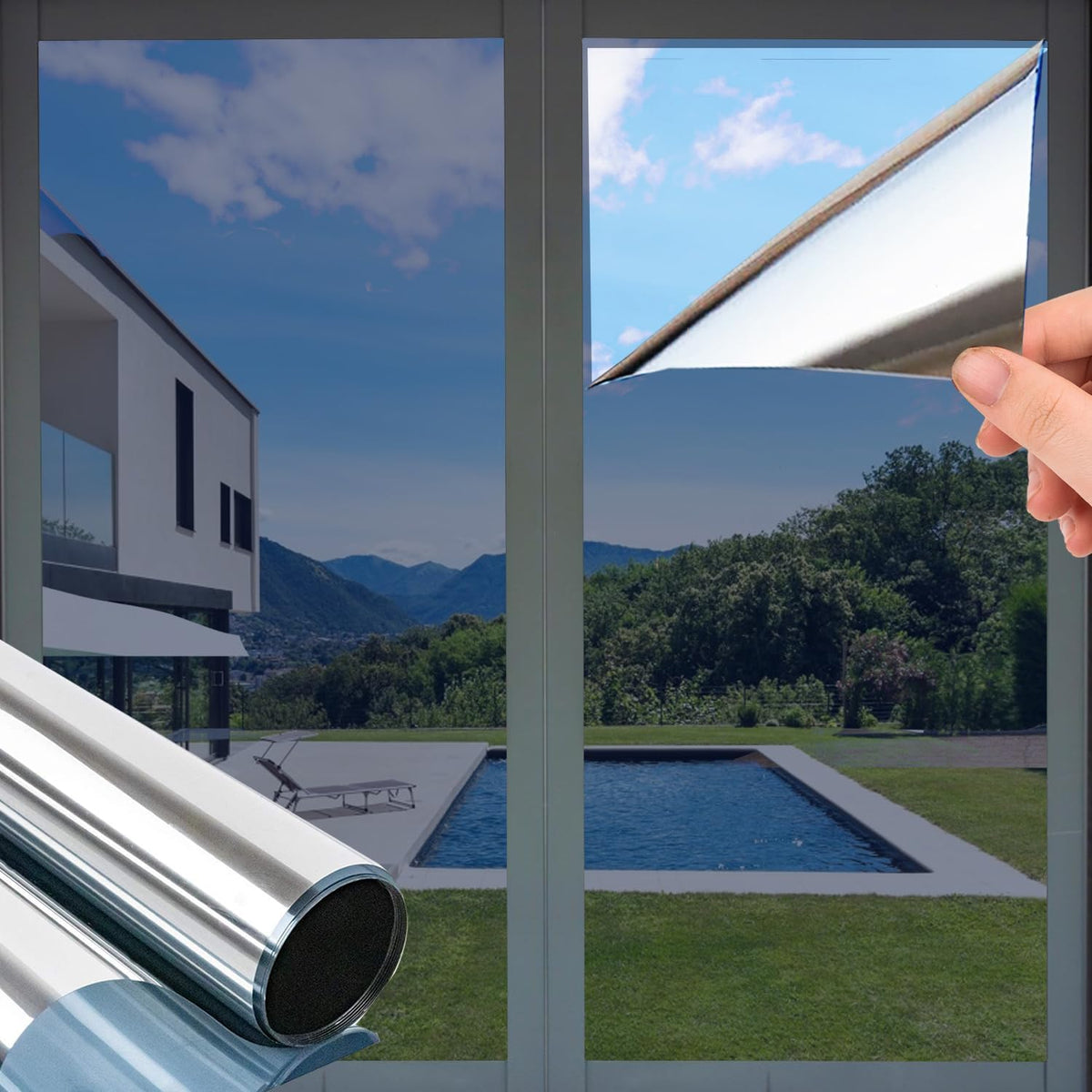 Selbstklebende Spiegelfolie | Sichtschutz | Reflektierend, Hitzemindernd | MirrorShield