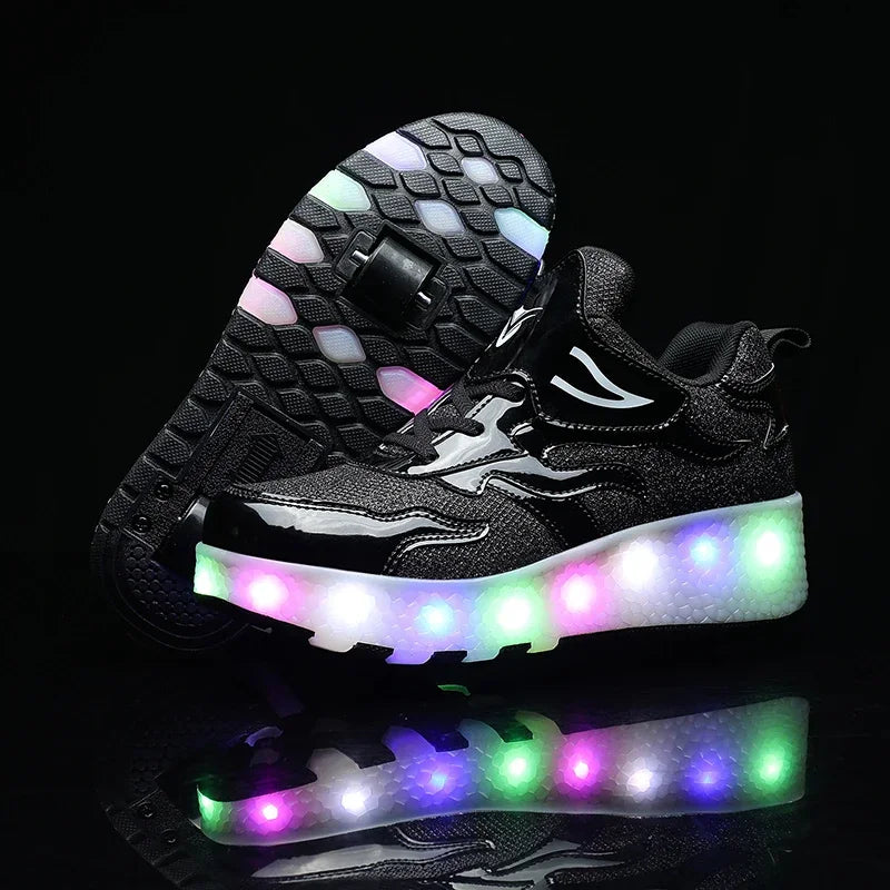 Chaussures à roulettes LED pour enfants | Roulettes escamotables | Semelle lumineuse | RollBeam