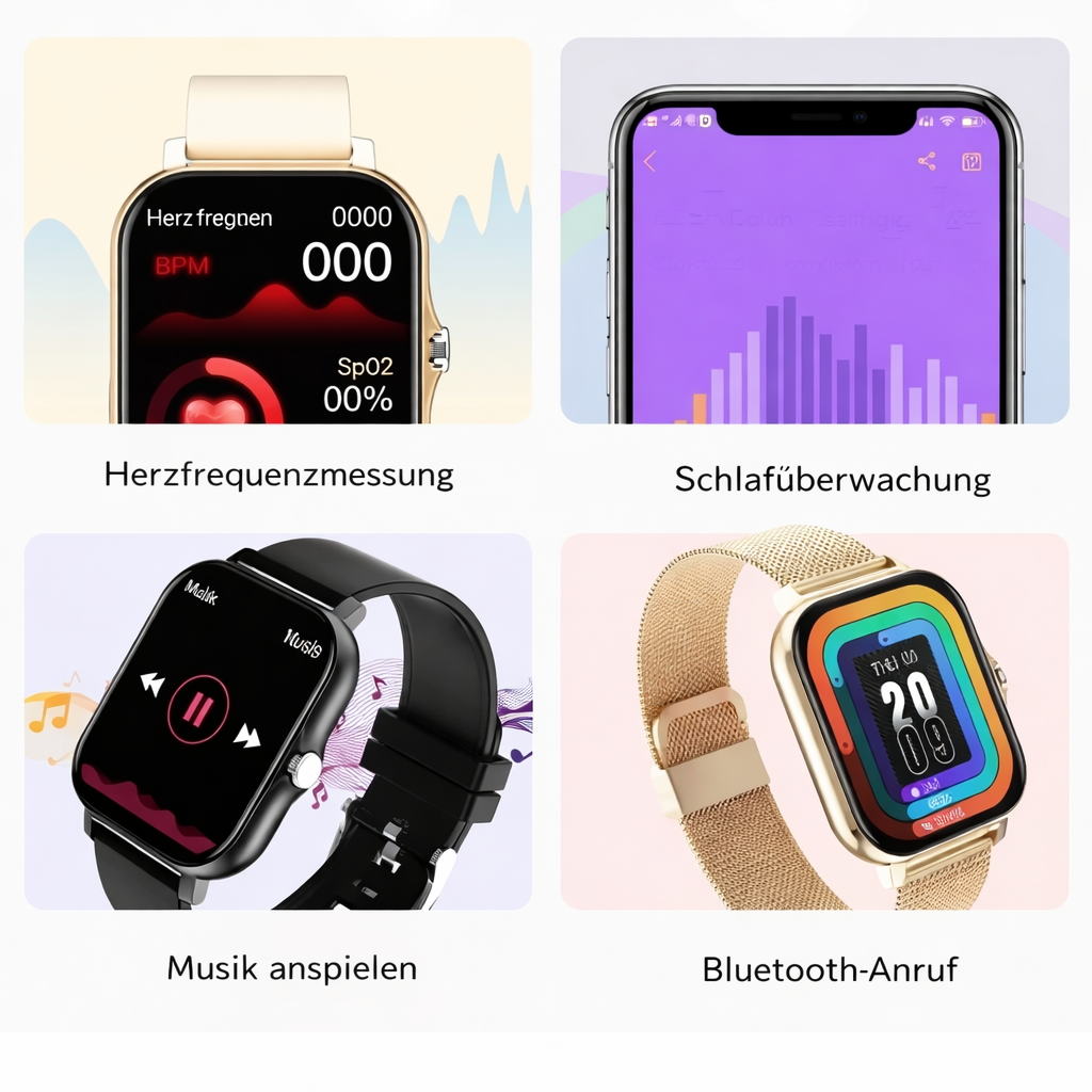 Smartwatch | Gesundheitsüberwachung | Lange Akkulaufzeit | Gebogenes Display | Healthora