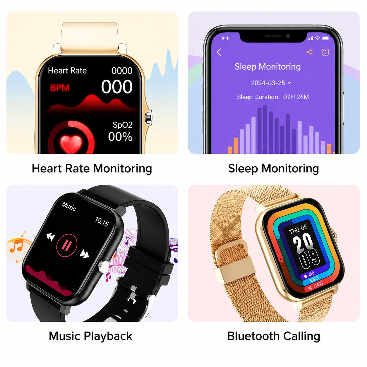 Smartwatch | Gesundheitsüberwachung | Lange Akkulaufzeit | Healthora