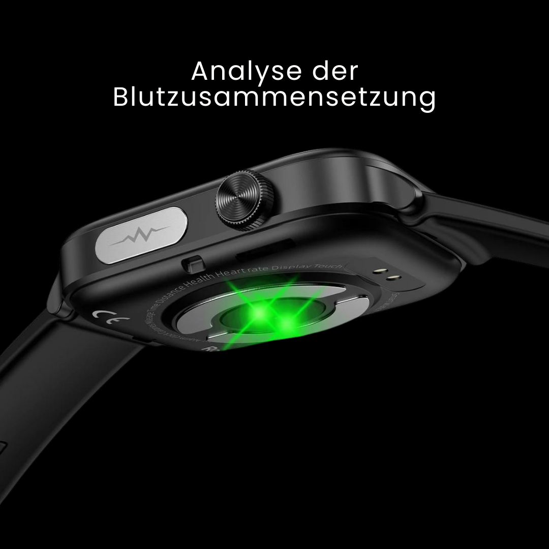 Smartwatch mit SOS-Notfallalarm und Sturzerkennung | Herzfrequenz-, Sauerstoff- und Aktivitätsmessung | Bluetooth und wasserdicht