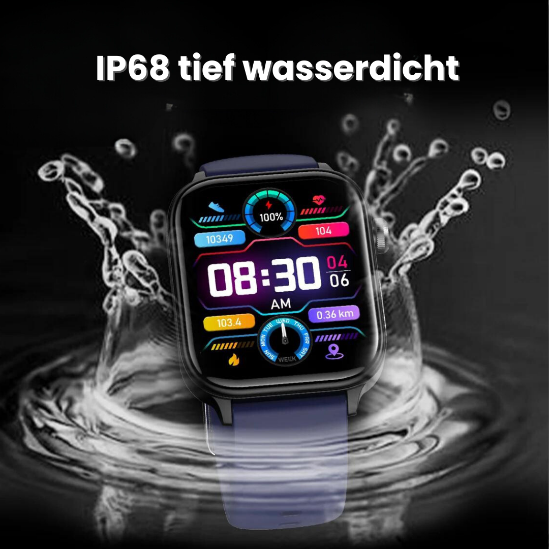 Smartwatch mit SOS-Notfallalarm und Sturzerkennung | Herzfrequenz-, Sauerstoff- und Aktivitätsmessung | Bluetooth und wasserdicht