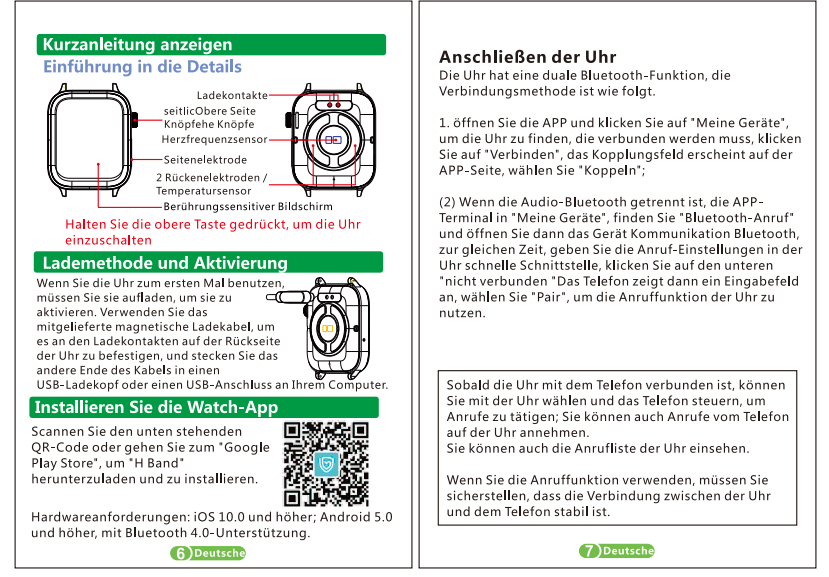Smartwatch mit SOS-Notfallalarm und Sturzerkennung | Herzfrequenz-, Sauerstoff- und Aktivitätsmessung | Bluetooth und wasserdicht