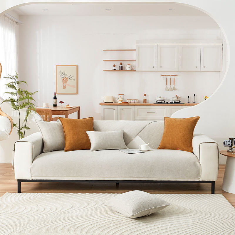 Sofabezug Chenille-Stoff Fischgrätenmuster | 70x70 bis 90x210 cm, 5 Farben | Anti-Rutsch-Rückseite für Sofa & Sessel 2