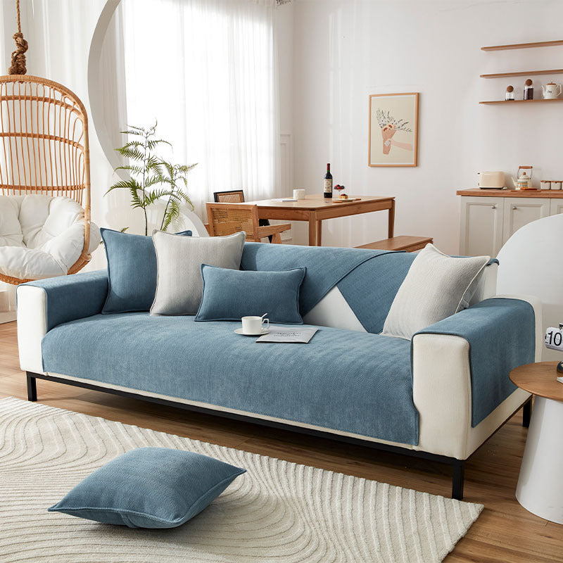 Sofabezug Chenille-Stoff Fischgrätenmuster | 70x70 bis 90x210 cm, 5 Farben | Anti-Rutsch-Rückseite für Sofa & Sessel 8
