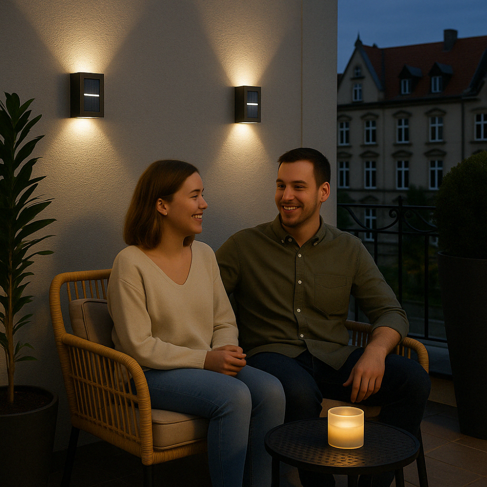 Solární venkovní LED nástěnné lampy | Svítivost 8 hodin | Bezdrátový pohybový senzor | Lumavex