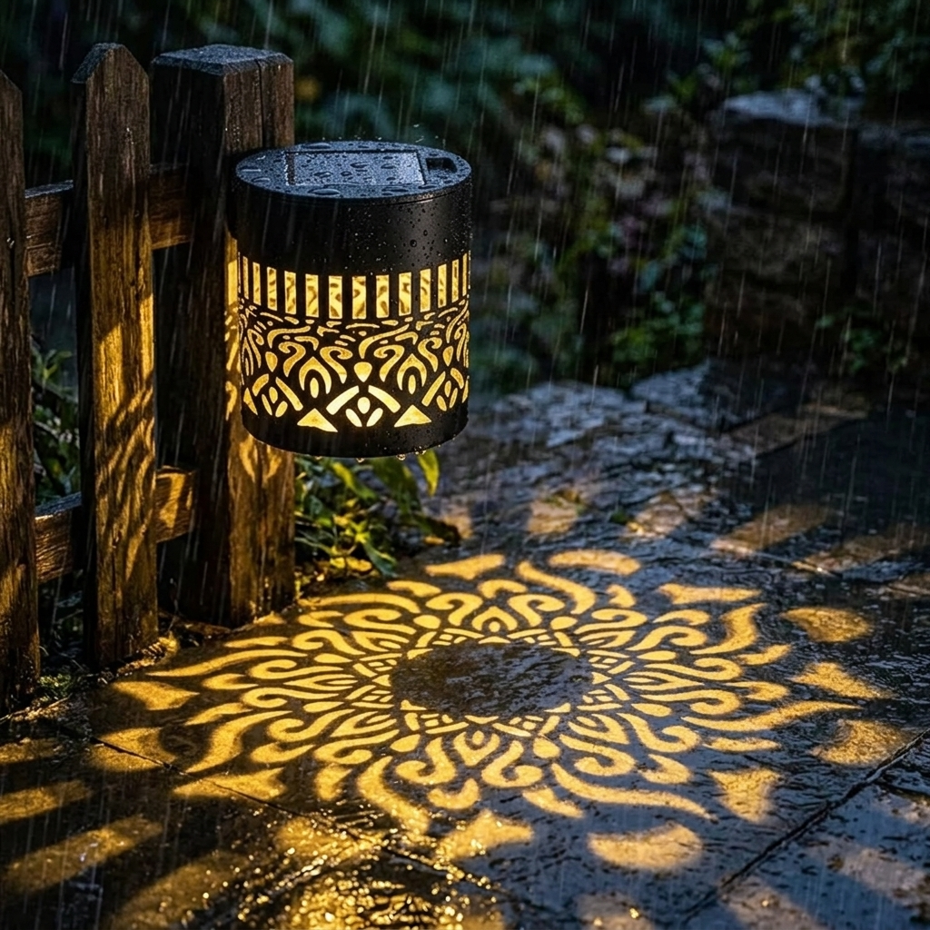 Solar Wandleuchte | Mandala Lichtmuster | Automatisches Einschalten | ShadowBloom