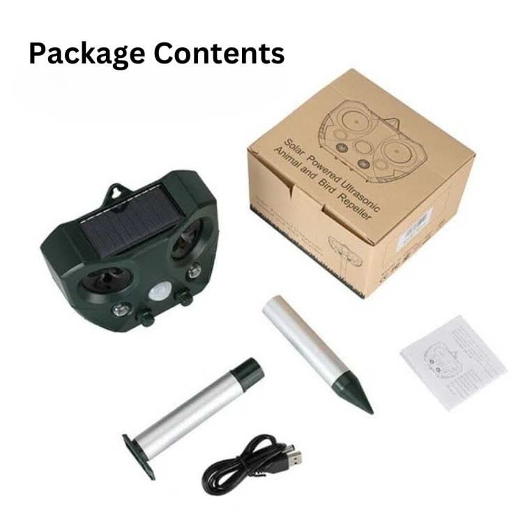 Solarbetriebener Tiervertreiber Ultraschall | PIR-Sensor 110°, 9 m | IPX4, Solar & USB | Wildblock