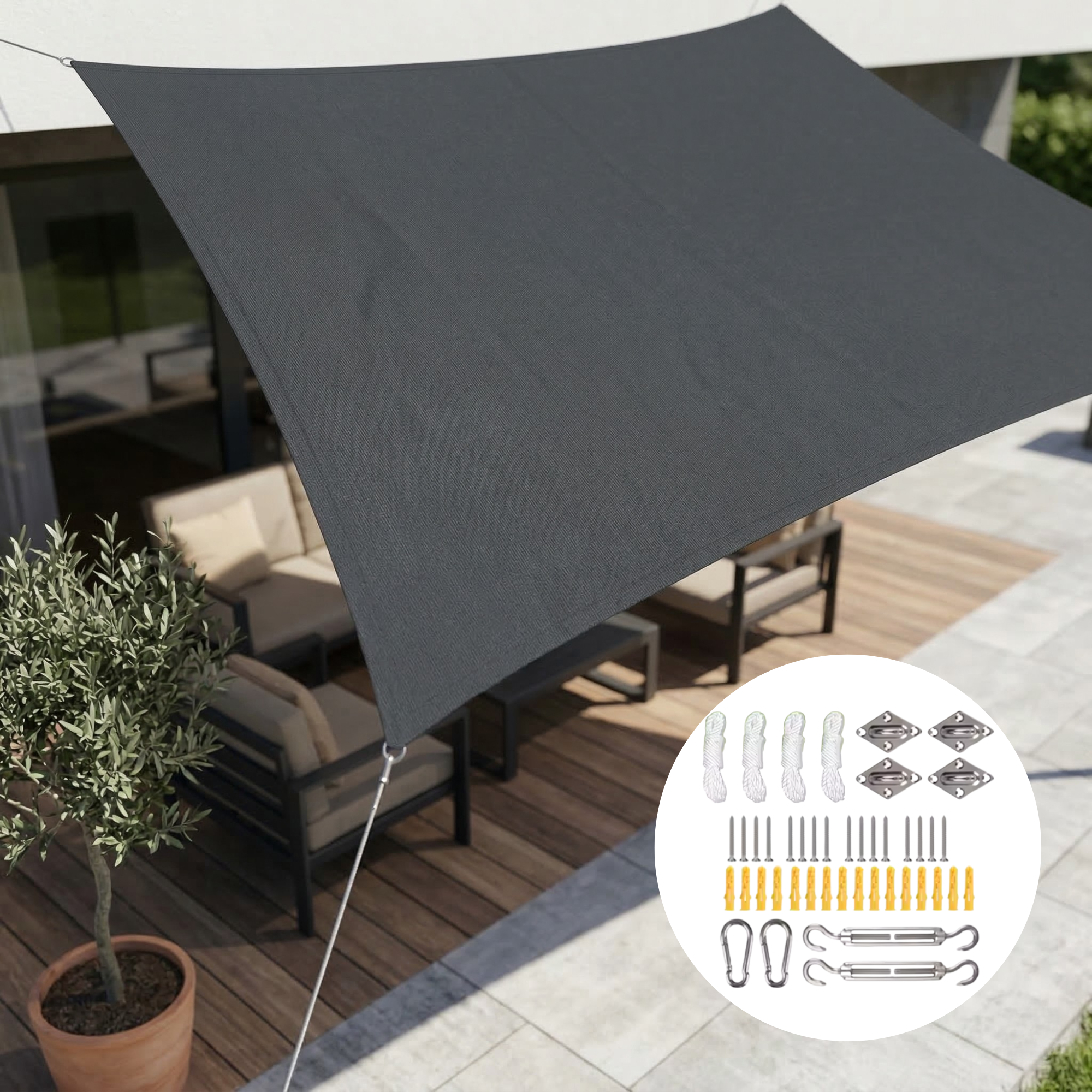Sonnensegel Rechteckig Wasserdicht | Wasserdichtes Outdoor Gewebe | UV Schutz | SkyCover