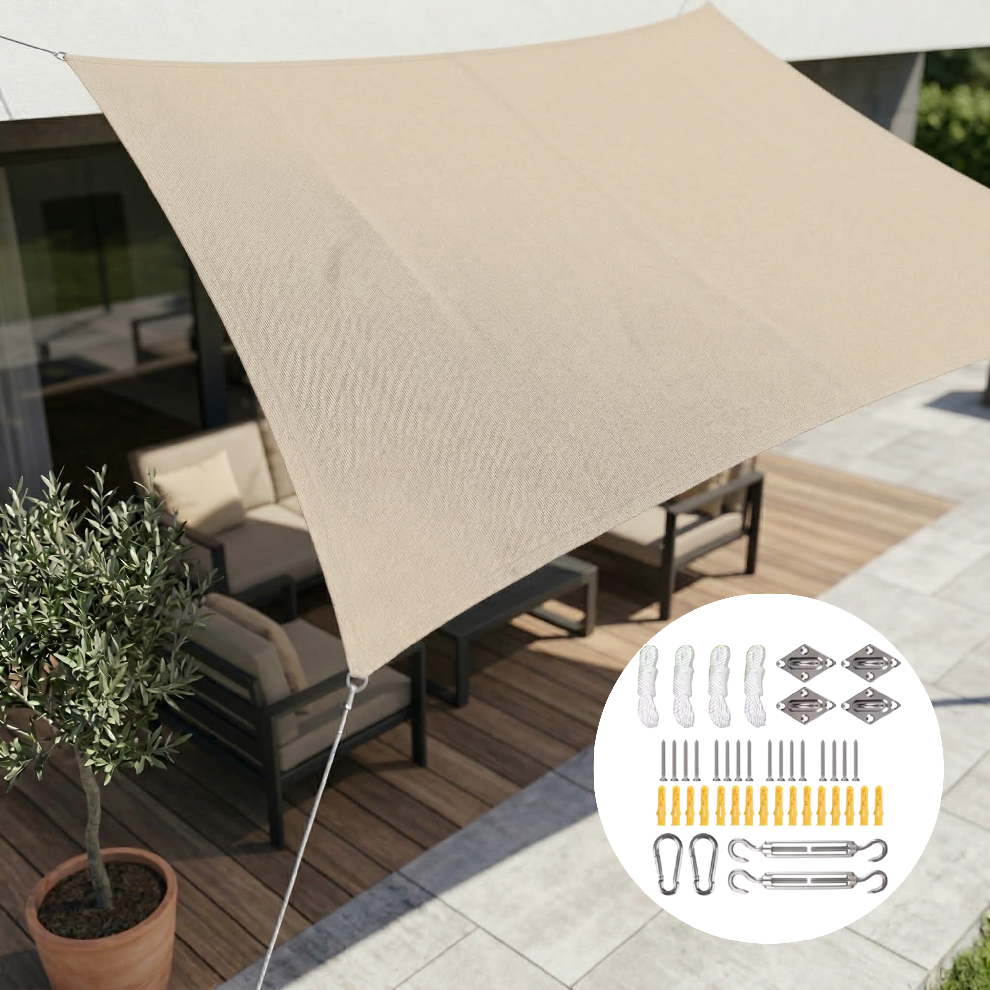 Sonnensegel Rechteckig Wasserdicht | Wasserdichtes Outdoor Gewebe | UV Schutz | SkyCover