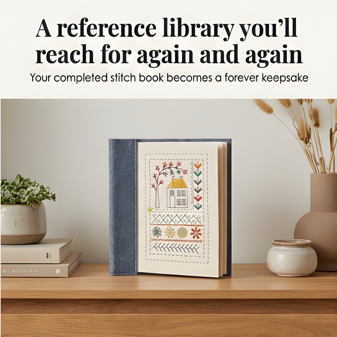 Stickerei | 106 Stiche Schritt für Schritt Buch-Set | Üben auf Leinenseiten | StitchLibrary