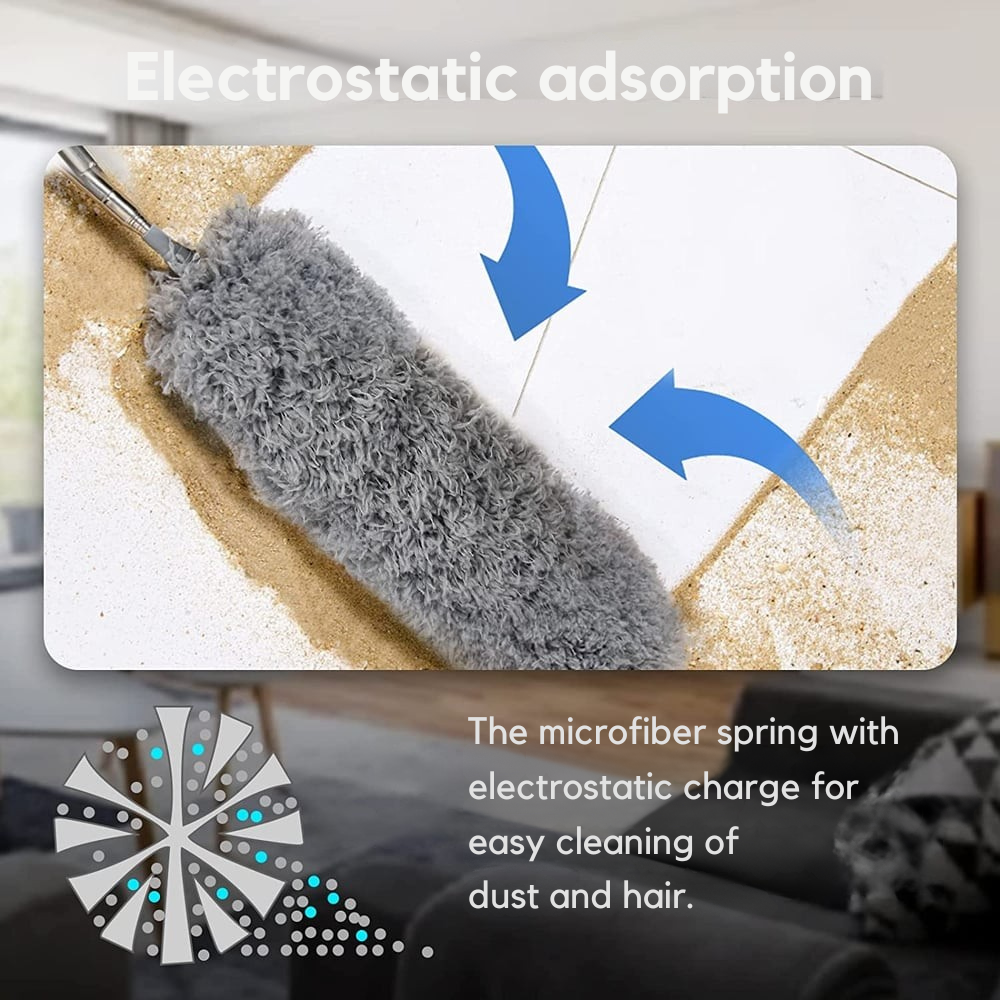 Teleskop-Mikrofaserstaubwedel | Extra Lange Reichweite | Flexibler Kopf | Waschbar | DustReach