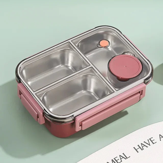 Thermobehälter für Essen | Mehrfach-Fächer Edelstahl | Auslaufsicherer Klickverschluss | Warmpack