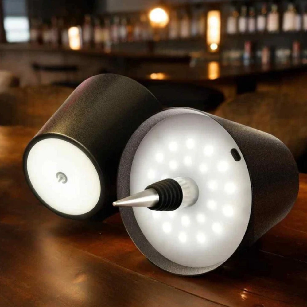 Tischlampe | Flaschenlampen Aufsatz | Kabellos dimmbar | LumiFlasche