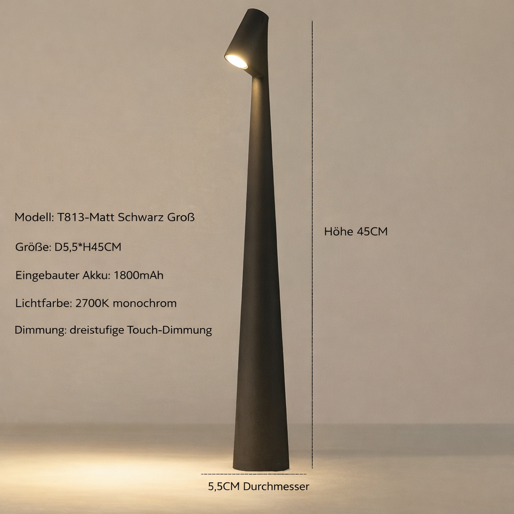 Tischlampe | Kabellose Designer LED | 3-Stufen Touch-Dimmung | Sydney