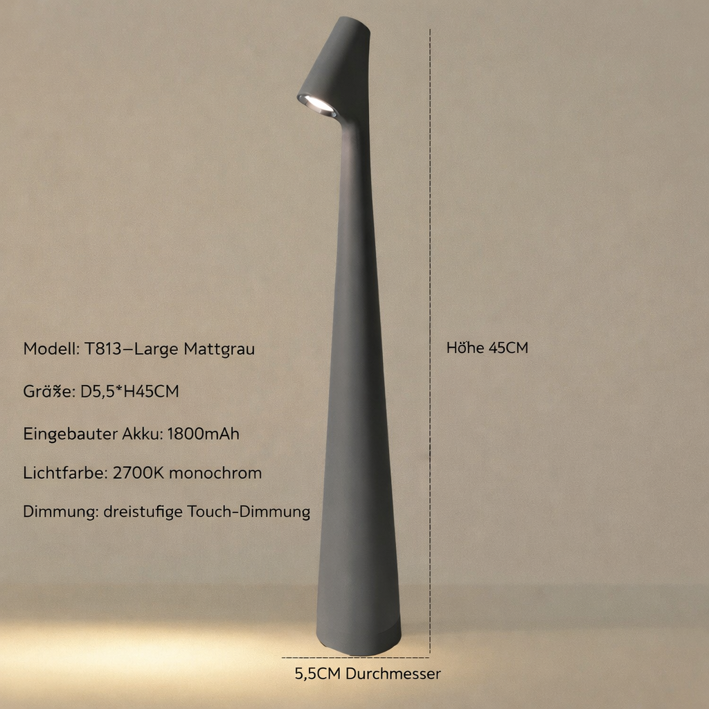 Tischlampe | Kabellose Designer LED | 3-Stufen Touch-Dimmung | Sydney