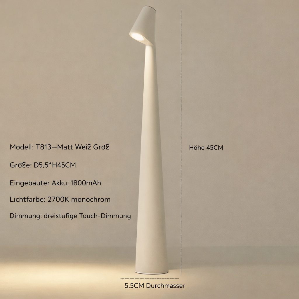 Tischlampe | Kabellose Designer LED | 3-Stufen Touch-Dimmung | Sydney