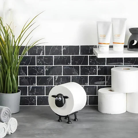 Toilettenpapierhalter im Schaf-Design | ABS-Kunststoff | Kompakt & Platzsparend | WoollyRoll