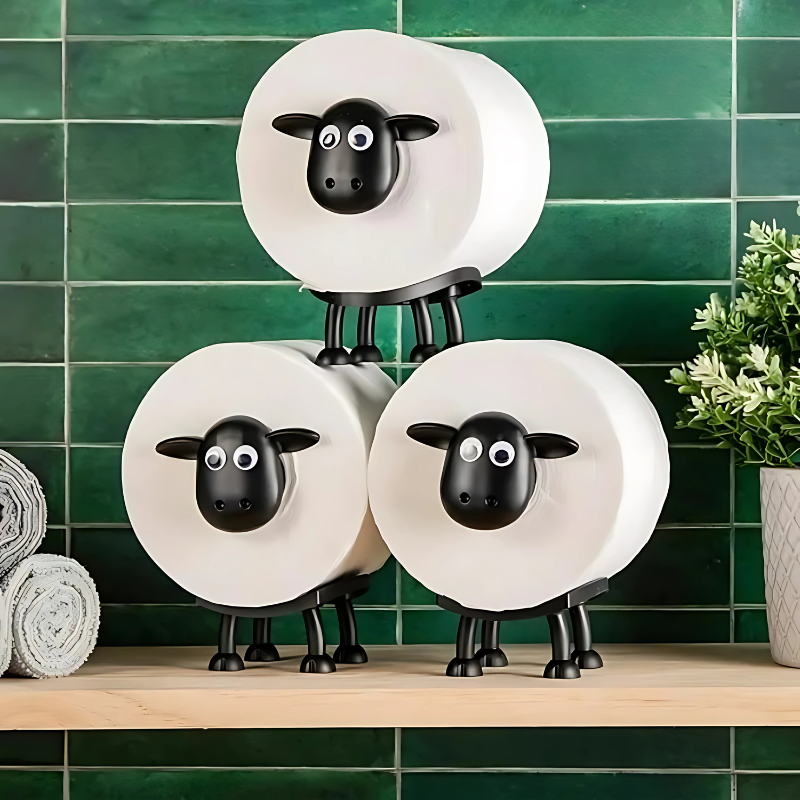 Toilettenpapierhalter im Schaf-Design | ABS-Kunststoff | Kompakt & Platzsparend | WoollyRoll