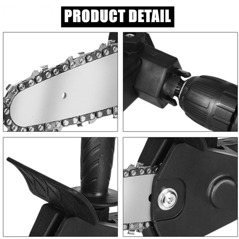 Universal-Kettensägen-Bohraufsatz | Für Bohrmaschine ab 2500 U/min | Wolframstahl-Kette | DrillSaw