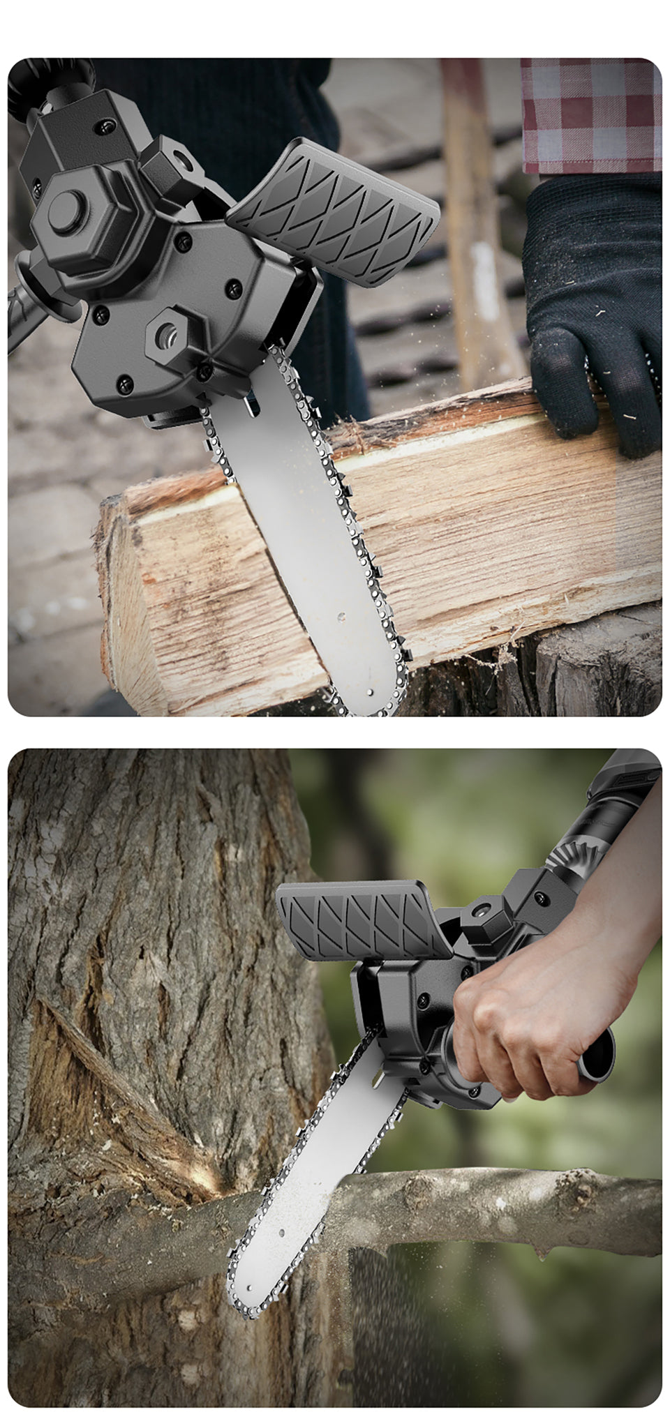 Universal-Kettensägen-Bohraufsatz | Für Bohrmaschine ab 2500 U/min | Wolframstahl-Kette | DrillSaw