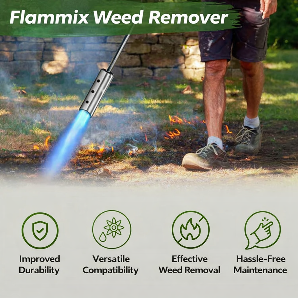Unkrautbrenner | Chemiefreie Unkrautbekämpfung | Einstellbarer Flammenstab | Flammix