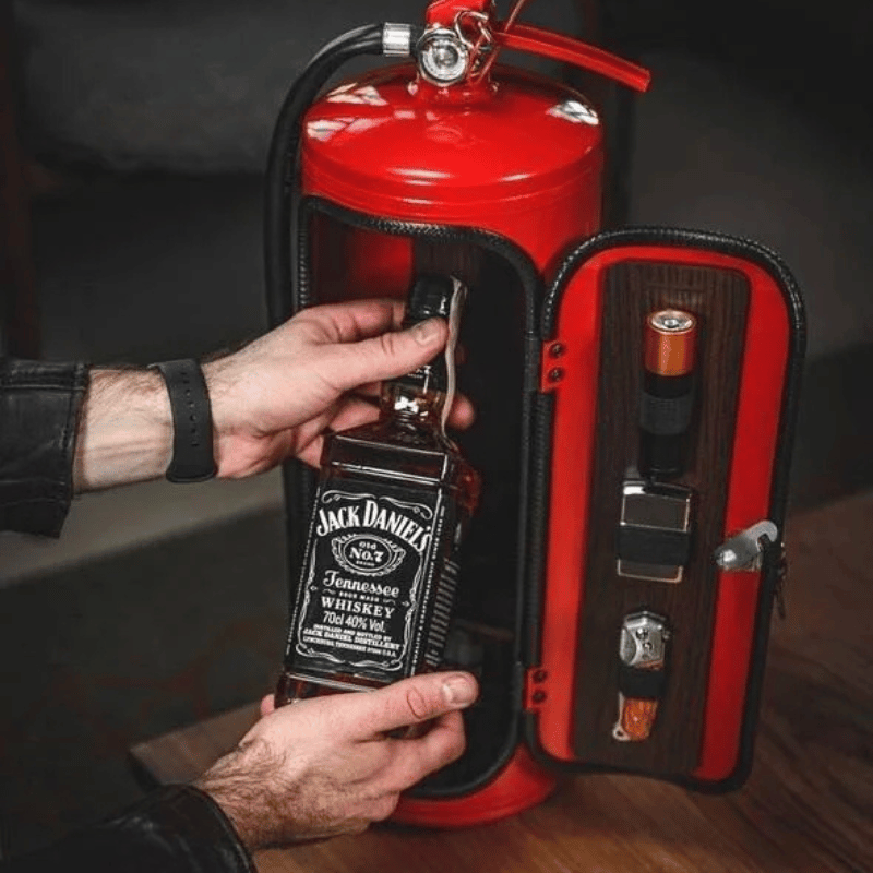 Minibar a forma di estintore | Bar richiudibile a chiave | Nascondiglio originale per bevande | FireBar